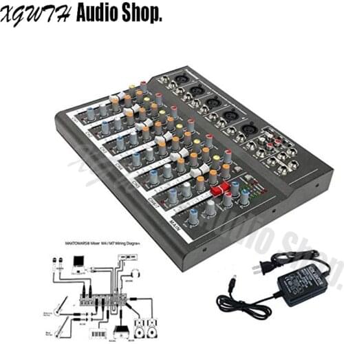Professional 7 Channel Studio Audio Sound USB Mixer 48V Phantom Power Reverb Effect Karaoke DJ Mixing Console