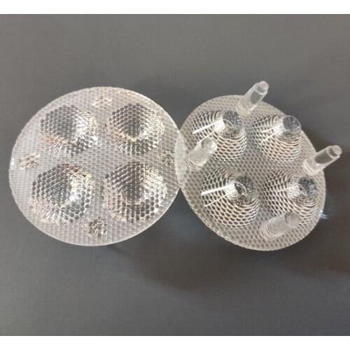 #PYR-50 High quality LED Optical Lens 4P, PMMA materials, Diameter 50mm, 45 degree, Bead surface, With base feet