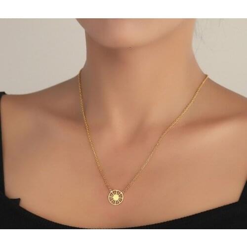 Religious Stainless Steel Sun Pendant Necklaces Sun Totem Charm Trendy Jewelry for Sun Worshipers