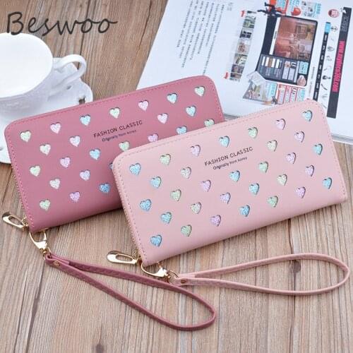 Luxury Women Wallet New Fashion Long Zipper Handbag Large Capacity Mobile Phone Bag Heart Hollowed Out Clutch Coin Purse Wallet