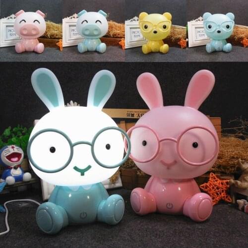Cute Rabbit/Bear Table Lamp Baby Bedroom Night Lights Led Cartoon Animal BedsideDecorative Light for Children Kids Gift