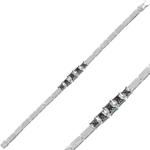 Silver 925 Sterling Mystic Topaz Gemstone Bracelet