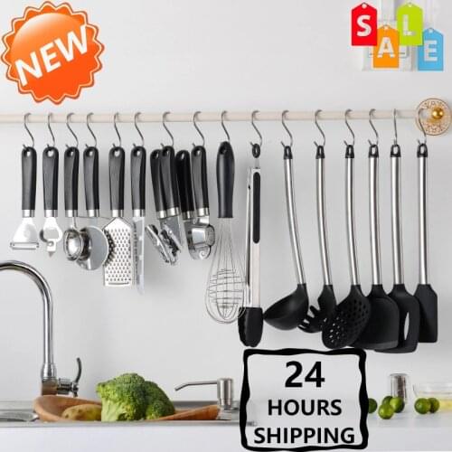 15PCS Silicone Kitchenware Set Stainless Steel Handle Kitchenware With Punch-free Function, Convenient General Environment