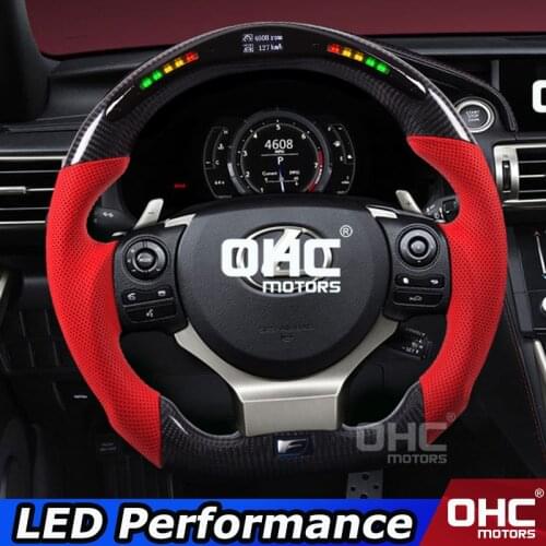 LED Steering Wheel compatible for Lexus CT ES IS GS LS NX RX / ES200 ES300 ES350 Carbon Fiber Steering Wheel LED Performance