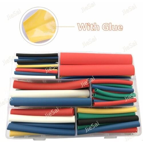 102 Pcs Heat Shrinkable Tube Tubing 6 Size 6 Colour 3/1 3:1 With Glue Insulation Wrap Sleeving Dual Wall Tube Car Cable