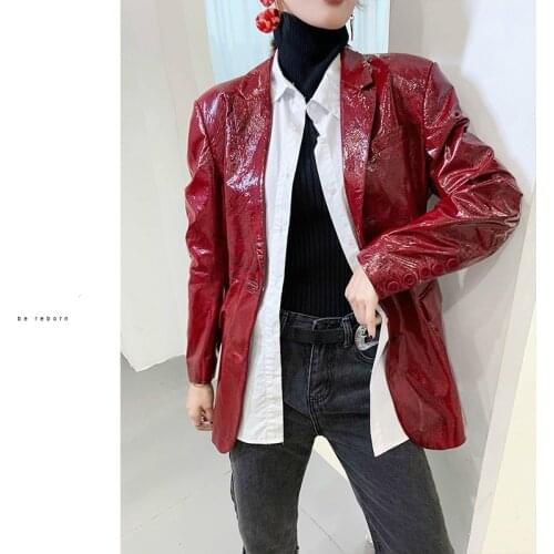 Womens Sheepskin Coat Genuine Leather Women Clothes Blazer Motorcycle Biker Jacket Slim Fit Spring Autumn ZHF535 KJ4106