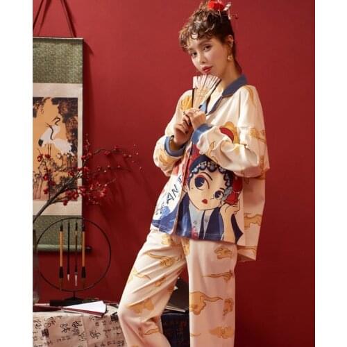 Sleepwear Womens Pajamas Set Spring Pyjamas Sets Nightwear Long Sleeve Pajamas Home Clothes Set Autumn Mujer Pyjama Pour Femme