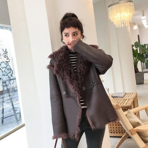 Natural Fur Coat Women 100% Real Sheep Fur Jacket Vintage Winter Coat Women Clothes 2020 Double Faced Wool Coat 198011 YY1717