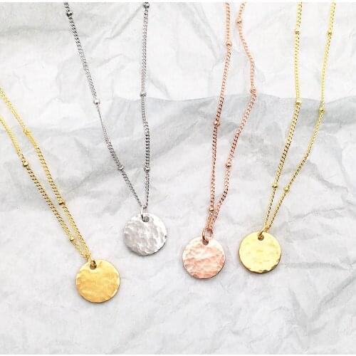 925 Silver Coins Necklace Hammered Disk Gold Choker 10mm Pendant Collier Femme Kolye Collares Jewelry Boho Necklace For Women