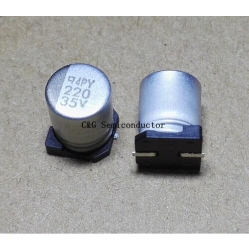 10PCS 35V 220uF 8*10 mm SMD Chip Aluminum Capacitor, Electrolytic Capacitor 220uF35V 8X10MM