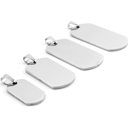 100% Stainless Steel Blank Dog Tags Pendant For Jewelry Making Military Plate Soldier Pendants Mirror Polished Wholesale 10pcs