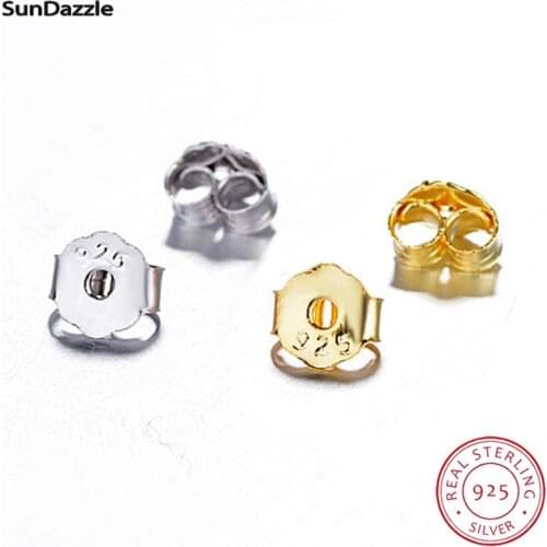 100pcs Genuine Real Pure Solid 925 Sterling Silver Earring Stopper Safety Backs Ear Plugs Jewelry Findings Components