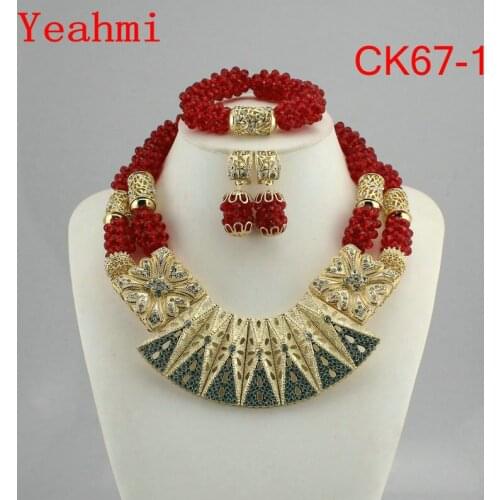 2020 Women Fashionable dubai african jewelry sets Top grade Gold-color jewelry sets party Jewelry Sets For Engagement CK67-1