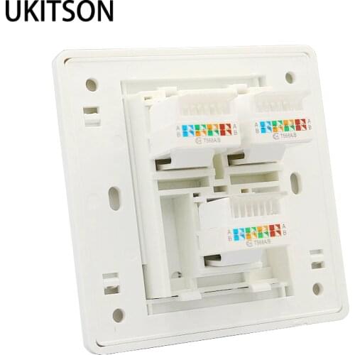 3 Ports CAT6 CAT5E RJ45 LAN Socket For Internet Network Plug Wall Panel 86x86mm