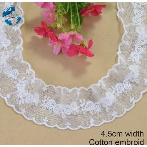 4.5cm White Embroidery Sewing Ribbon Guipure Lace Trim Fabric Warp Knitting DIY Garment Wedding Accessories #4220
