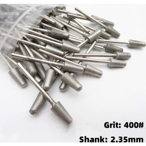 1Pcs 400Grit 2.35mm Shank Diamond Burr Bit Cut Engraving Carving Rotary Drill Bits Grinding Head Nail Jade Burrs Stone Metal