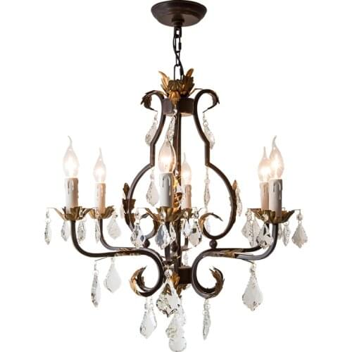 American country wrought iron restaurant chandelier creative homestay bedroom living room simple crystal chandelier
