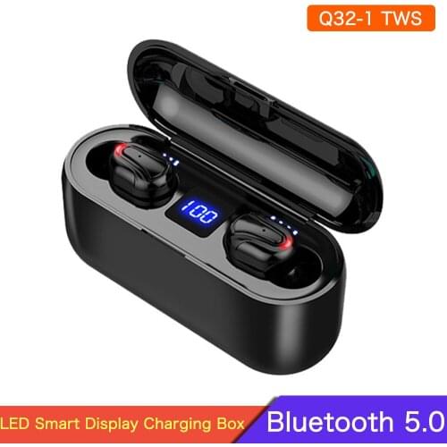 Q32-1 TWS Truly Wireless Headphones Bluetooth V5.0 Earphones Sport Waterproof Earbuds Stereo Headset With Microphone LED Display