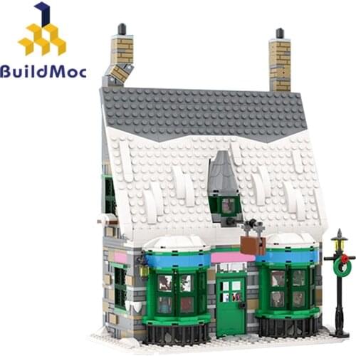Buildmoc Magic City Honeydukesed Dessert House Candy Shop Winter Village Street View Building Blocks Creative Architecture Toys