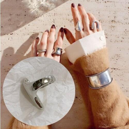 FFLACELL 2020 Korea Female Hip hop Silver colour LOVE Heart open Ring Adjustable Chic Design Jewelry for Women Party Gifts