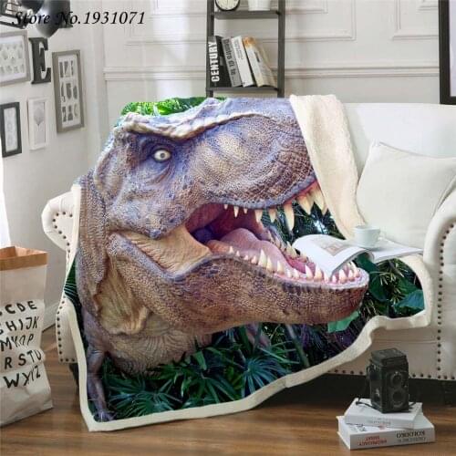 Dinosaur Jurassic 3D Printed Fleece Blanket for Beds Thick Quilt Fashion Bedspread Sherpa Throw Blanket Adults Kids 14