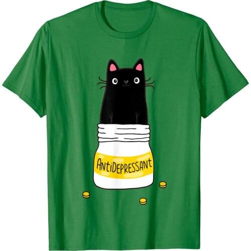Antidepressant Cute Funny Cat T-Shirt Tshirts Tops Shirt Fashionable Cotton 3D Printed Design Men