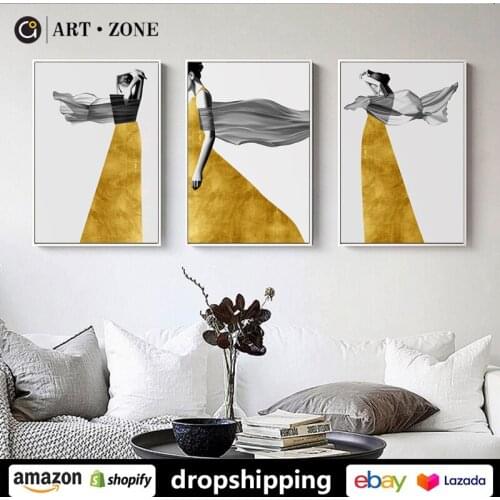 ART ZONE Nordic Abstract Beauty Figure Painting Modern prints Wall Art Canvas posters Artwork Living Room Home Bedroom Decor