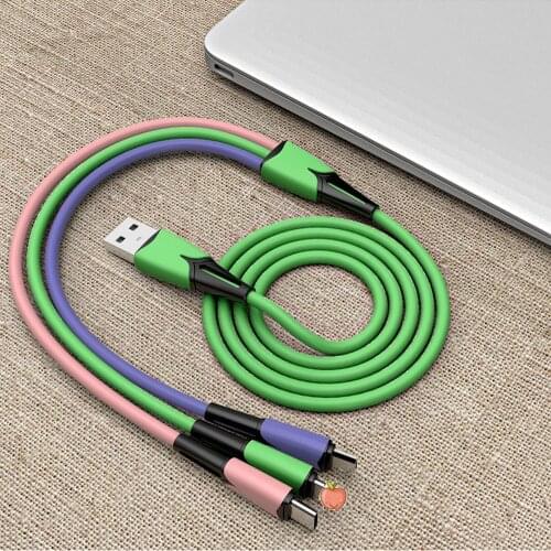 3in1 3A USB Type C Micro USB 8 Pin Cable for IPhone 12Pro XS X Charger Cable 120cm 3 In 1 2in1 Fast Charge USBC Cable for Xiaomi