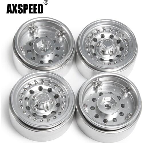 AXSPEED 1.9 beadlock Alloy Beadlock Wheel Rims Hubs For SCX10 TRX4 1/10 RC Truck Wheels Spare Parts #57 Light Silver