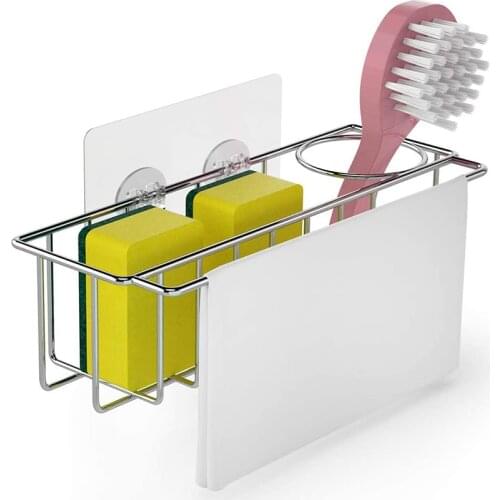 Kitchen Sponges Holder Self Adhesive Sink Sponges Drain Drying Rack 304 Stainless Steel Storage Holder Kitchen Sink Accessories