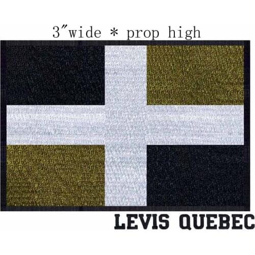Levis, Quebec Canada Flag 3.0" wide embroidery patch for black color/green/square