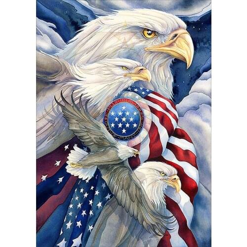 Animal Eagle Flag 14CT Cross-Stitch Complete Kit Embroidery Knitting Painting Handiwork Craft Package Floss Stamped