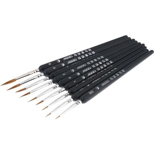 9Pcs Miniature Paint Brush Set Professional Nylon Brush Acrylic Painting Thin Hook Line Pen Art Supplies Hand Painted Multi-size