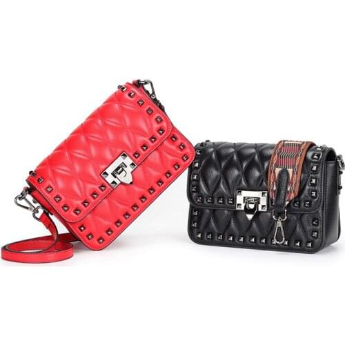 Novelty Womens Crossbody Bags Tide Leather Oblique Satchels 100 Lap Fashionable Single Rhombus Willow Nail Shoulder Handbags