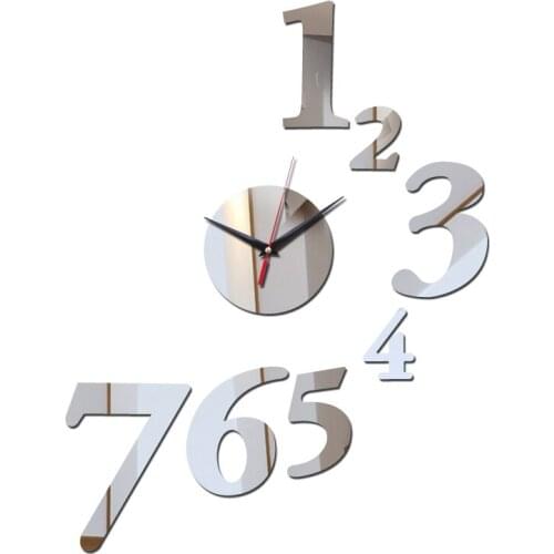 Hot sale new diy wall stickers clock home decoration quartz living room acrylic mirror style 3d clocks Europe