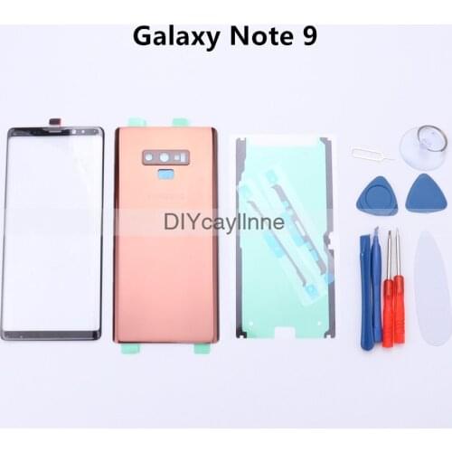 Original Front Glass Back Cover Glass for Samsung Galaxy Note 9 N960 N960F Rear Battery Cover Door with Camera lens Outer Screen