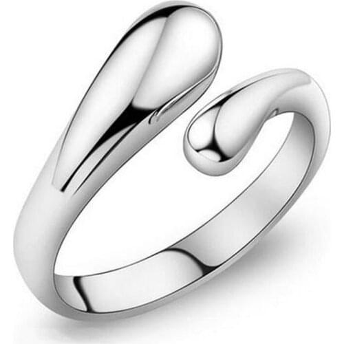 Send box Selling wholesale 925 silver fine simple double round head water droplets ring fashion classic jewelry