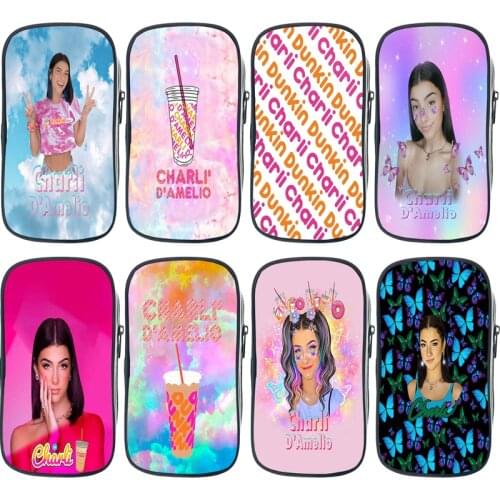 Boys Girls Charli Damelio Print Pencil Box for Kids Cartoon Pencil Case Children Pen Bags Students Teens Stationery Storage Bags