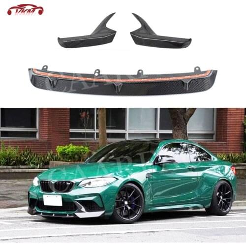 Carbon Fiber Material Front Bumper Lip With Flaps Apron For BMW 2 Series F87 M2 M2C Competition 2018 2019 2020