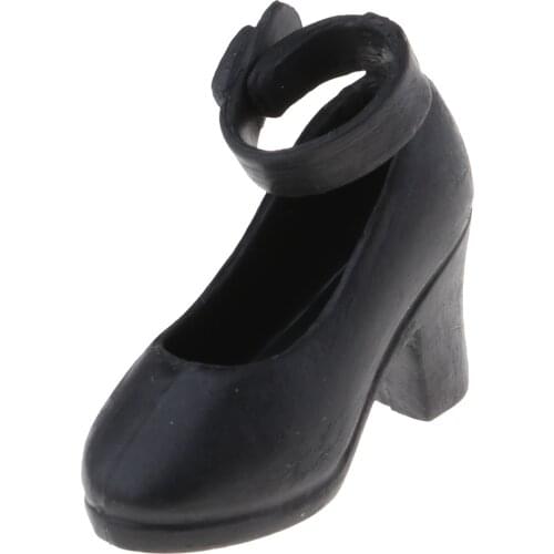 Plastic Doll Shoes Black High Heeled Shoes 12inch Girl Dolls Accessory