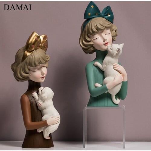 Bow Girl Ornaments Resin Embellishments Statue Living Room Decoration Miniature Coffee Table Desktop Figure Decorations for Home
