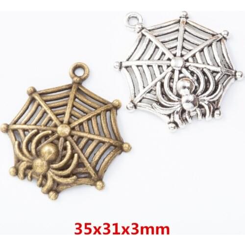 15 pieces of retro metal zinc alloy spider Pendant for DIY handmade jewelry necklace making 8105