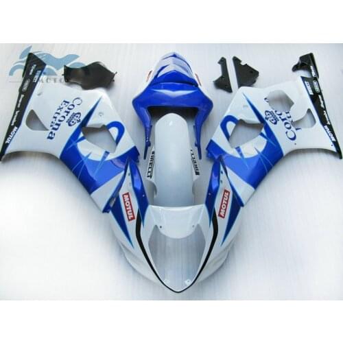 Full set Fairing kits for SUZUKI K3 GSX R1000 2003 2004 motorcycle ABS plastic fairings kit GSXR 1000 03 04 white blue body kit