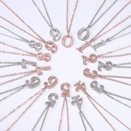 Plated Fine White Numbers Necklace Zirconium Stone 0-9 Pendant Lucky Online Celebrity Cross Border New Products Choker