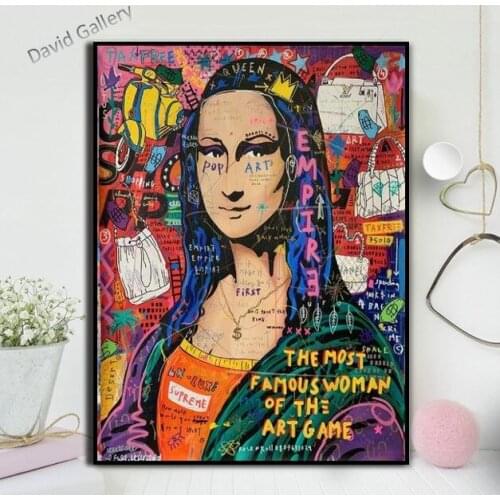 Hand painted graffiti popular art Alec Monopoly oil painting Wall art Mona lisa pictures painted for bedroom Home Decor