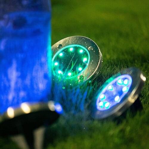 Solar LED Garden Lamp Stainless Steel Lawn Lamp 8LED Landscape Lighting Underground Lamp for Street Courtyard Outdoor Waterproof