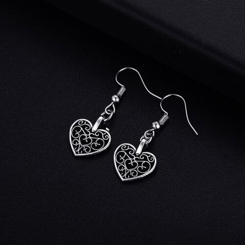 Trendy Vintage Heart Shape Dangle Earrings for Women Girl Retro Drop Earrings Cute Small Object Earring Jewelry Bijoux