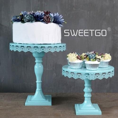 Wedding Blue Cake Disc European Dessert Platform WROUGHT IRON Cake Frame High Foot Snack Disc