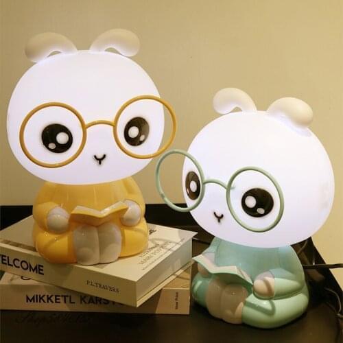 LED Cute Lamp Table Reading Rabbit Night Light Childrens Bedroom Lamps Girl Children Gift Creative Night Lamp Beside Lamp Deco