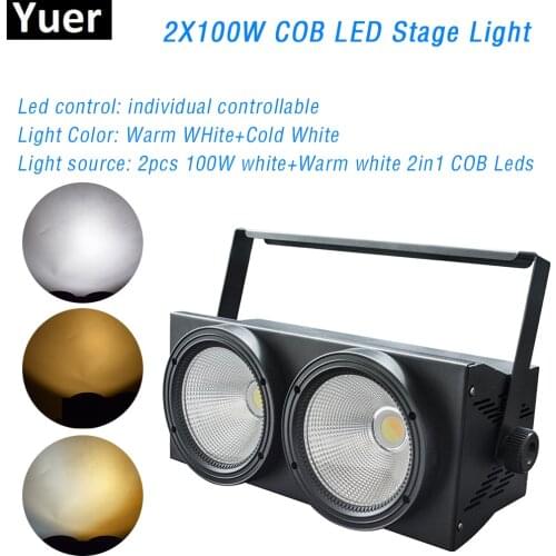 LED 2X100W COB Stage Effect Lighting DMX512 Control Blinder Light Cool and Warm White Professional DJ Disco Club Party Light